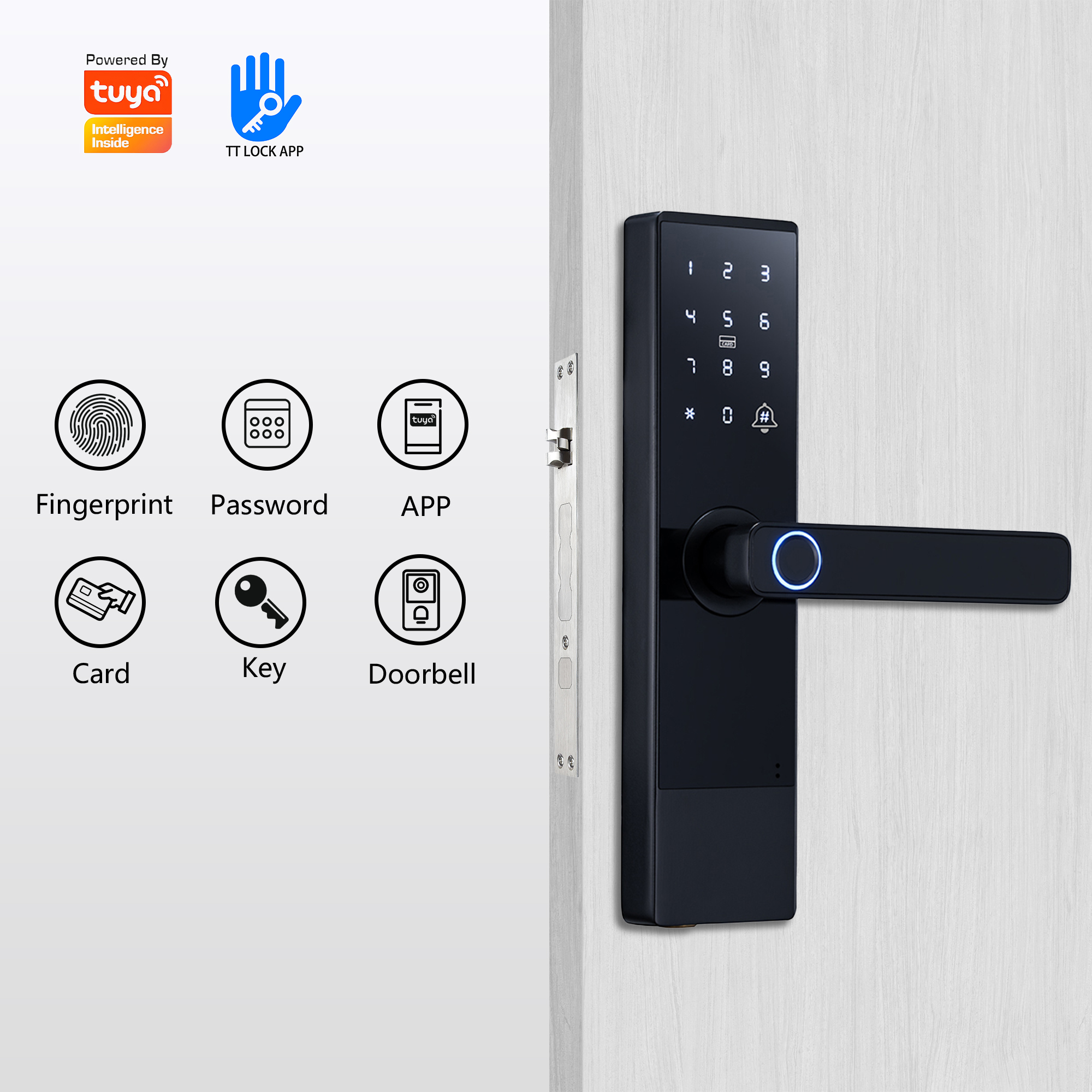 Tuya Smart Door Lock with TT Lock App | Fingerprint, Password, Card & Keyless Entry for Home & Apartment Security