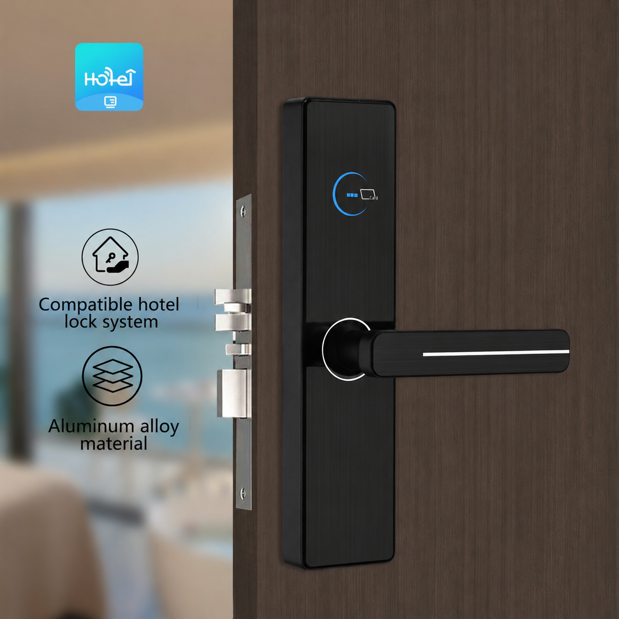 Tuya Smart Hotel Lock | App Control, Card Access & Stainless Steel Design for Airbnb