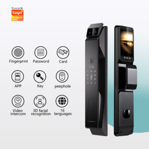 Tuya Smart Lock with 3D Face Recognition & Video Intercom | Fingerprint, Password, Card & APP Unlock for Home Security