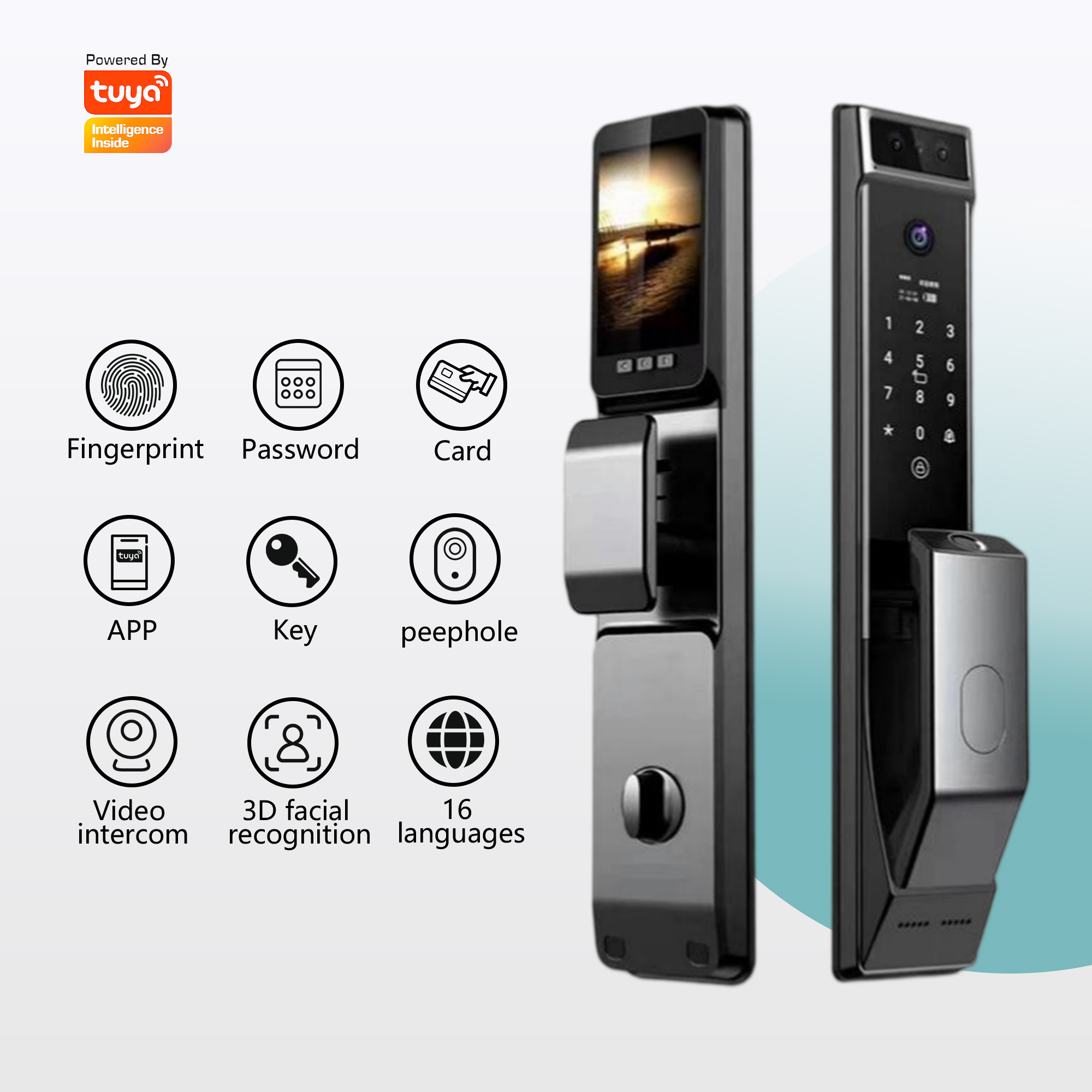 Smart Home Entry Lock with Camera | Tuya WiFi, 3D Face Unlock, Peephole View & Remote Access via Smartphone