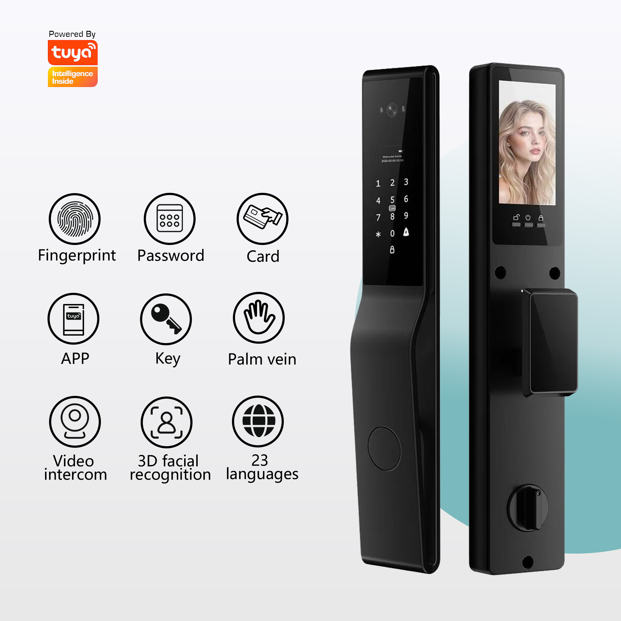 High Security Biometric Door Lock Palm Vein + Face Unlock Anti-Peep Password Digital Smart Lock System