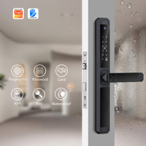 Keyless Entry Smart Lock with Anti-Lock Knob | Fingerprint + Password + Mechanical Key, IP65 Waterproof for Front Door