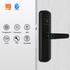Tuya TTLock 6-in-1 Smart Door Lock with Fingerprint, Password, APP, Card, Key & Doorbell — WiFi Remote Control for Home & Apartment