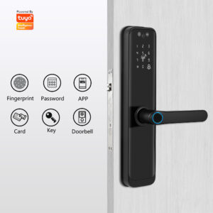 3D Face Recognition & Palm Vein Smart Lock with Cat’s Eye Display, Fingerprint, Password, Card, Key & Doorbell — WiFi Remote Control for Home Security