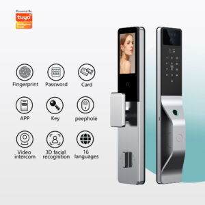 Tuya-Powered 3D Facial Recognition Smart Lock with Video Intercom, Fingerprint & Password Access, HD Cat’s Eye Display, Multi-Language Support