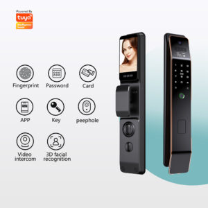 3D Face & Palm Vein Smart Lock with Indoor HD Screen | Keyless Entry, Video Doorbell, Tuya App Control for Home Security