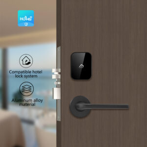 Smart RFID Hotel Door Lock with Card Unlock & Mechanical Key Backup – Stainless Steel, Low Battery Alert, Compatible with Hotel Management System