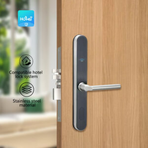 Secure Hotel Electronic Lock – RFID Card + Mechanical Key Dual Access, 304 Stainless Steel, Low Battery Reminder, Full Hotel System Integration