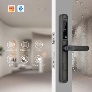Tuya Smart Waterproof Fingerprint Lock | Multi-Mode Unlock via App/Password/Card/Key, Ideal for Slim Aluminum Doors