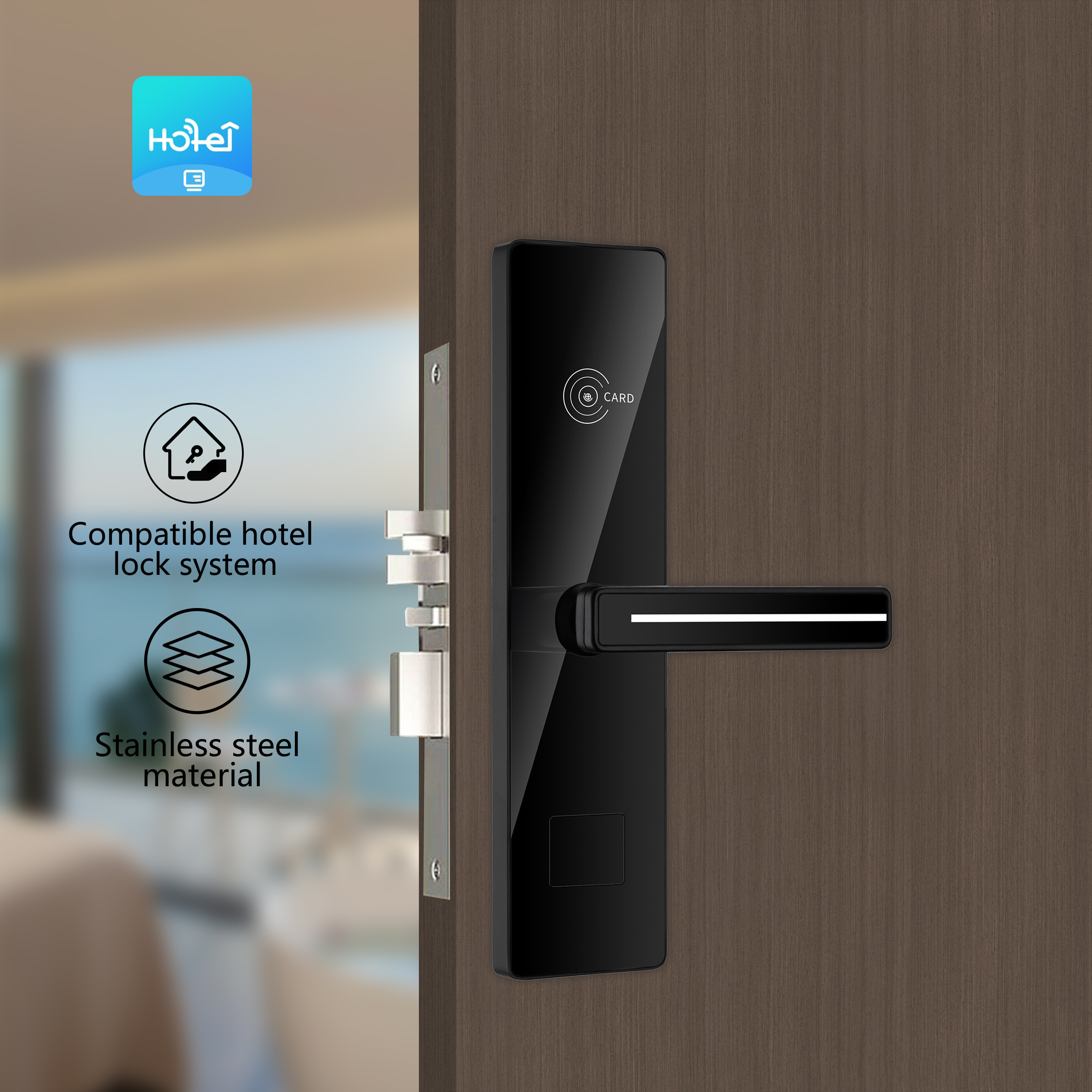 Electronic Door Lock for Homestays & Apartments | Card Unlocking | High-Security Stainless Steel · Suitable for Hotels / Rental Units