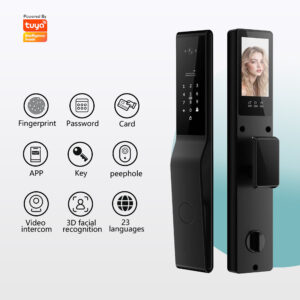 Tuya Smart Door Lock 3D Face Recognition, Real‑Time Video Intercom with Indoor Screen, Multi‑Method Keyless Home Security Lock