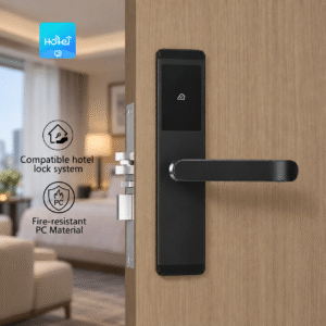 Fireproof PC Smart Door Lock for Hotels | Universal System Compatibility & Durable Black Finish