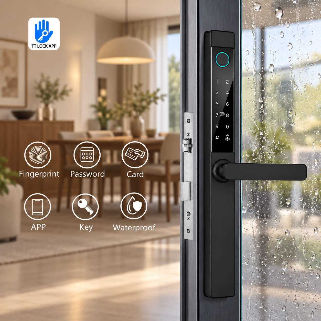 Smart Door Lock Tuya & TT Lock - Kunci Pintu Digital Sidik Jari, Password, Kartu (6-in-1 Waterproof)
